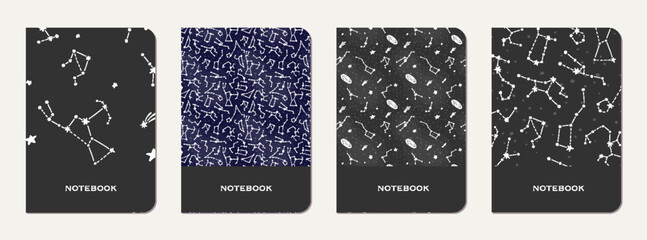 Wall Mural - school diary cover design with childish galaxy.