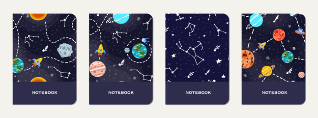 Wall Mural - Note book cover design. Cosmic pattern for kids.