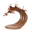 © Gasi - Chocolate milk splash, dynamic wave formation, creamy texture, vibrant brown hues, isolated against a clean white backdrop, evokes a sense of indulgence and refreshment.