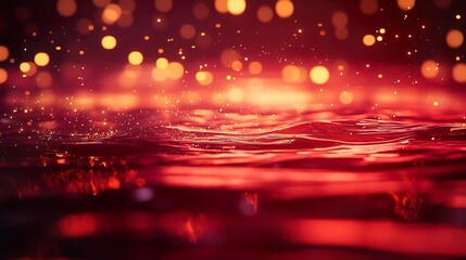 Sticker - Red sunlight bursting from the water’s surface in a splash image