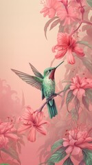 Sticker - Wallpaper hummingbird flower plant petal.