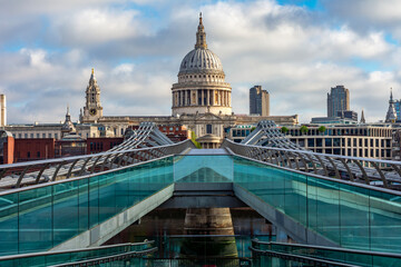 Wall Mural - St. Paul's cathedral seen from Millennium bridge, London, UK