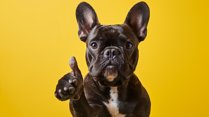 French bulldog giving a thumbs-up good sign