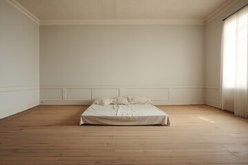 Canvas Print - Inside bedroom empty furniture flooring hardwood.