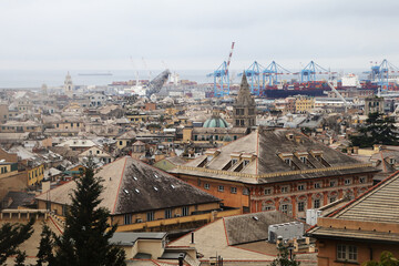 Canvas Print - The panorama of Genoa, Italy