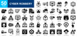 © nangIcon - Cyber Robbery icon collection set. Cybercrime, big data, security, hacking, digital, networking icon. Simple glyph vector.