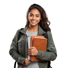 Poster - Student holding books smiling