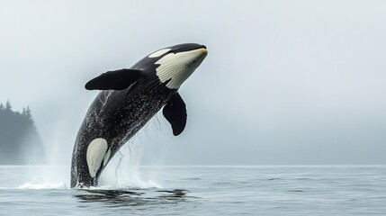 Canvas Print - Killer whale (Orcinus orca) breaching in Chatham Strait southeast Alaska