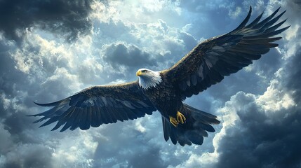 Wall Mural - A large eagle is flying in the sky