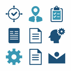 document with client feedback realistic silhouette vector icons set isolated on a white background
