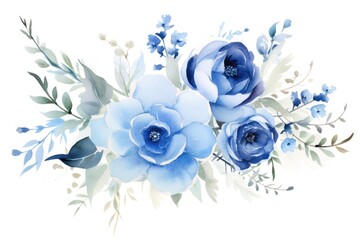 Elegant blue floral watercolor illustration