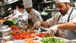 © kanesuan - A team of chefs experimenting with new recipes, with ingredients and cooking tools, highlighting creative collaboration in the kitchen