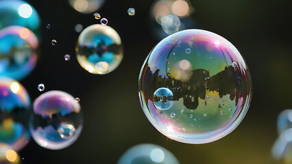 Wall Mural - Floating soap bubbles
