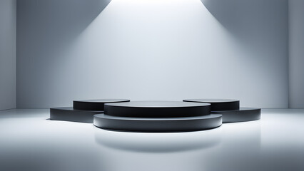 Wall Mural - Abstract minimal scene with black round podium.