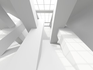 Abstract light corridor interior. Futuristic architecture background