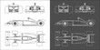 © WINDERFULL STUDIO - set of formula 1 car. F1  line art draw blueprint wireframe from all side view. isolated on transparent background