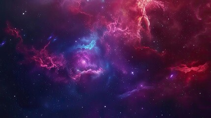 Wall Mural - vibrant cosmic nebula with swirling clouds of purple, blue, and red, creating a stunning space lands