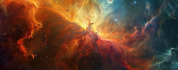 Wall Mural - breathtaking cosmic nebula filled with vibrant colors and swirling gases, showcasing the beauty of t