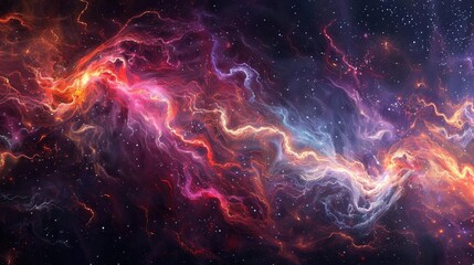 Wall Mural - vibrant cosmic nebula with swirling colors of purple, pink, and orange illuminating the vastness of 