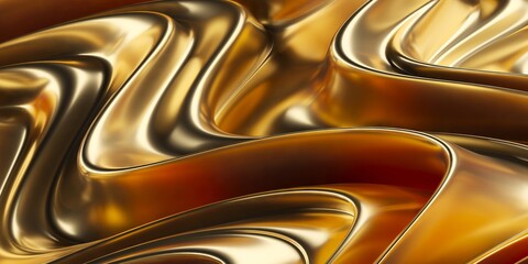 Sticker - Abstract golden background. Flowing metallic ribbons. Luxurious wallpaper