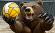 © Daniel - A grizzly bear volleyball animal sports mascot holding a volley ball in his claw