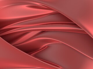 Wall Mural - Red satin background. Curved red cloth texture