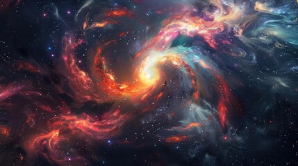 Wall Mural - a stunning cosmic swirl of colorful gases and stars, depicting the beauty and mystery of the univers