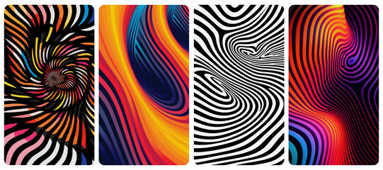 Canvas Print - Vibrant abstract optical illusion pattern  png mobile wallpaper element set