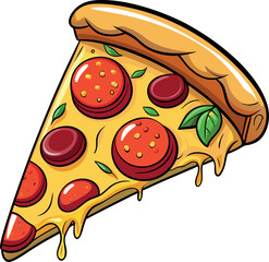 Pepperoni pizza slice vector illustration