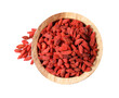 © New Africa - Dried goji berries in wooden bowl isolated on white, top view