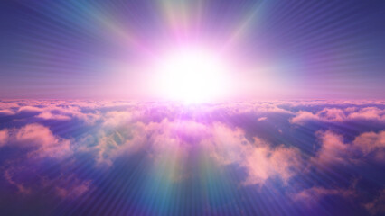 Wall Mural - above clouds fly sunset sun ray