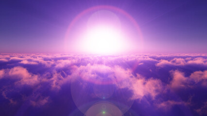 Wall Mural - above clouds fly sunset sun ray