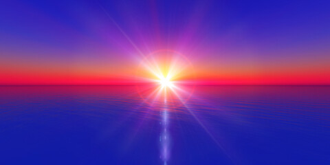 Wall Mural - sunset horizon at sea illustration