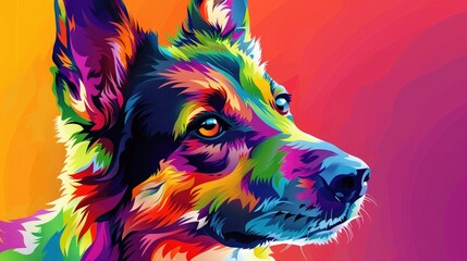 colorful abstract dog head banner design