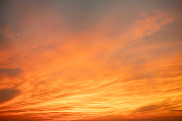 Wall Mural - Beautiful , luxury soft gradient orange gold clouds and sunlight on the blue sky perfect for the background, take in everning,Twilight, Large size, high definition landscape photo