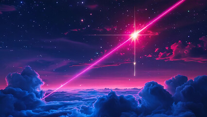 Wall Mural - Neon star shooting across the sky
