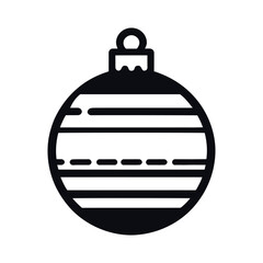 Wall Mural - Christmas tree toy black icon, simple minimalistic design, vector