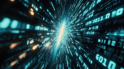 A digital-themed background with numbers cascading down the screen in a matrix-like style, creating a futuristic and dynamic visual effect.