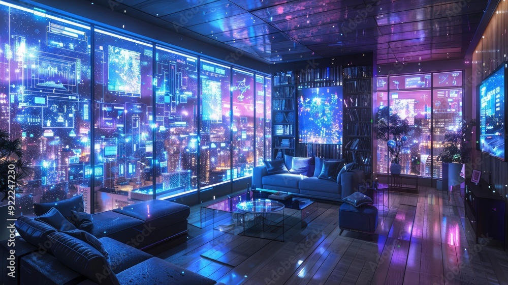 An artist's depiction of quantum computing integrated into a smart home ...