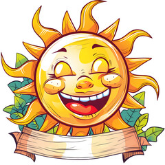 Sun smile and enjoy weekend cartoon vector illustration