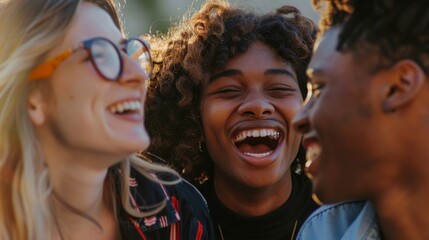 A group of friends chatting happily