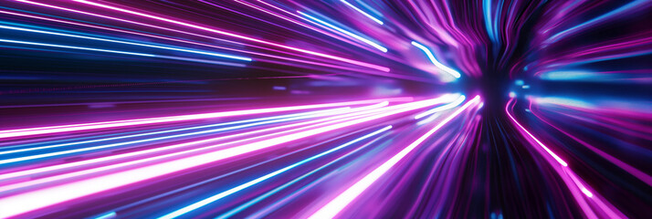 Vibrant Neon Light Streaks in Abstract Futuristic Motion