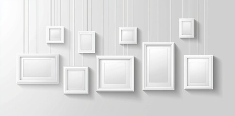 Wall Mural - Designing a corporate identity and decoration with modern paper white frames on a transparent background.