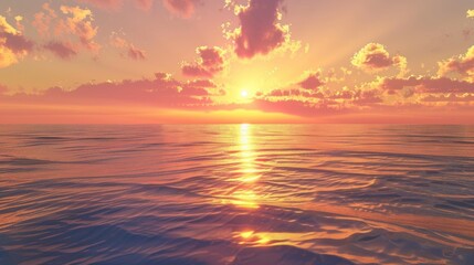 Wall Mural - Golden Sunset Over The Ocean