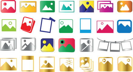 Wall Mural - colorful image icon set, photo frame, gallery symbol for design elements. vibrant photo placeholders
