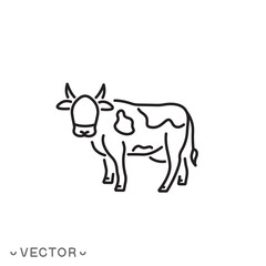 Naklejka na meble cow icon, farm animal thin line symbol isolated on white background, editable stroke eps 10 vector illustration