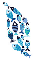 Wall Mural - Poster with fish.  Cute set. Vector illustration. interior poster