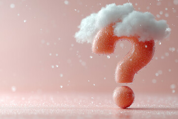 Aufkleber - A question mark with a light raincloud above, representing uncertainty or worry, isolated on a pastel peach background,