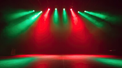 Wall Mural - Dynamic concert stage lights with red and green hues, creating an exciting visual for a dance performance