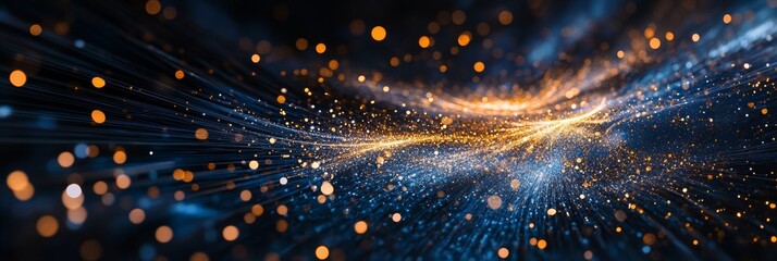 Wall Mural - an incredibly vibrant abstract backdrop that showcases glowing particles alongside flowing light tra